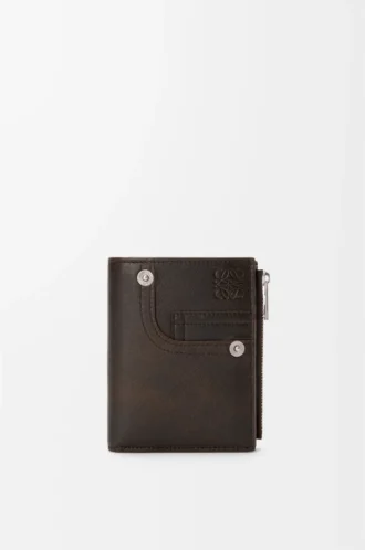 Panta ince kompakt cüzdan, parlak dana derisi Vintage Brown