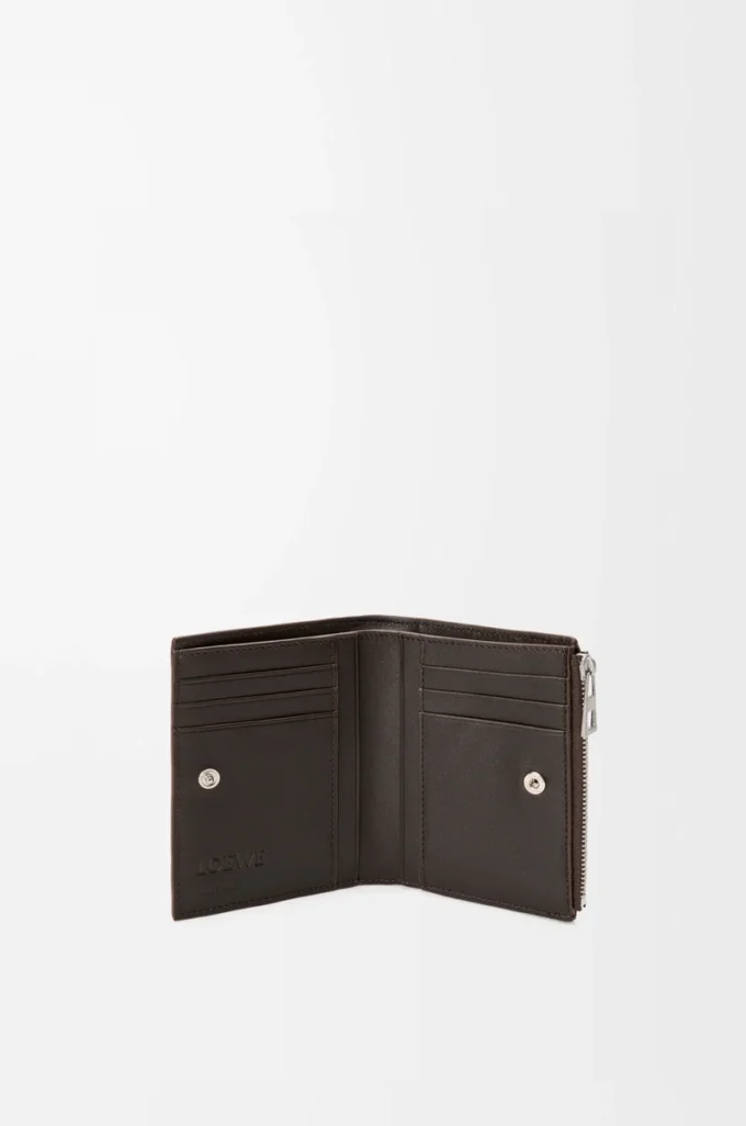 Panta ince kompakt cüzdan, parlak dana derisi Vintage Brown