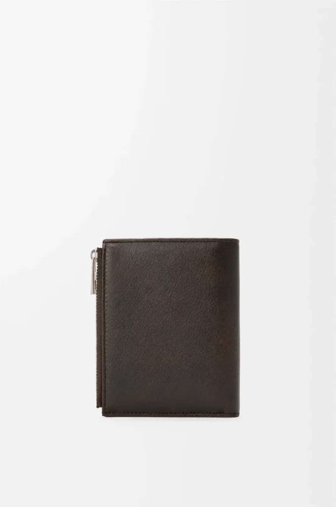 Panta ince kompakt cüzdan, parlak dana derisi Vintage Brown