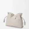Panta orta boy Flamenco clutch, parlak dana derisi, Light Ghost