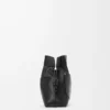 Panta orta boy Flamenco clutch, parlak dana derisi, Siyah
