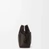 Panta orta boy Flamenco clutch, parlak dana derisi Vintage Brown