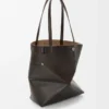 Panta orta boy Puzzle Fold tote, parlak dana derisi Vintage Brown