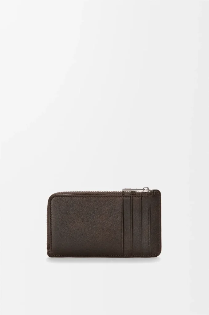 Panta parlak dana derisi Vintage Brown renkli kartlık