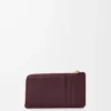 Parlak nappa dana derisinden Knot bozuk para kartlık Dark Burgundy/Light Citrine