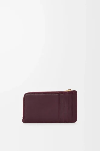 Parlak nappa dana derisinden Knot bozuk para kartlık Dark Burgundy/Light Citrine