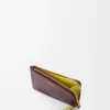 Parlak nappa dana derisinden Knot bozuk para kartlık Dark Burgundy/Light Citrine