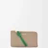 Parlak nappa dana derisinden Knot bozuk para kartlık Sand/Tropical Green