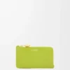 Parlak nappa dana derisinden Pebble bozuk para kartlık Meadow Green