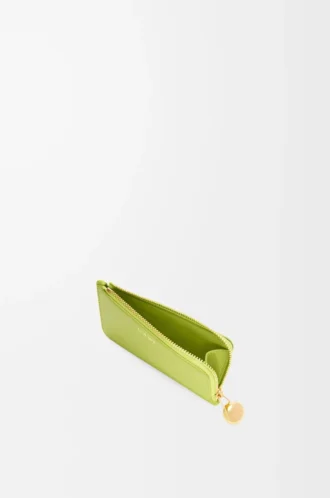 Parlak nappa dana derisinden Pebble bozuk para kartlık Meadow Green
