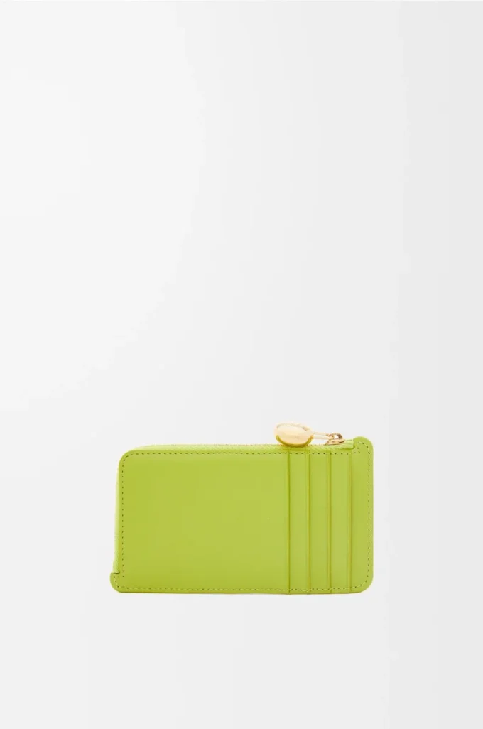 Parlak nappa dana derisinden Pebble bozuk para kartlık Meadow Green