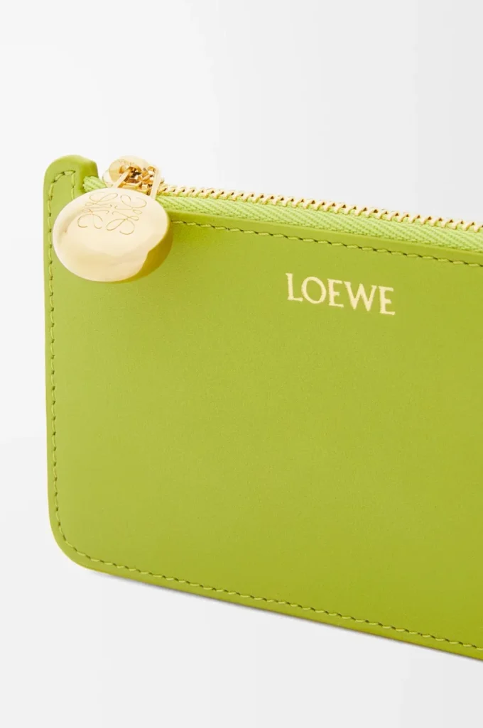 Parlak nappa dana derisinden Pebble bozuk para kartlık Meadow Green
