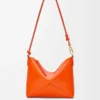 Parlak nappa dana derisinden Puzzle Fold kese Vivid Orange
