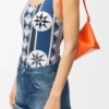 Parlak nappa dana derisinden Puzzle Fold kese Vivid Orange