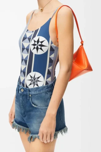 Parlak nappa dana derisinden Puzzle Fold kese Vivid Orange