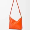 Parlak nappa dana derisinden Puzzle Fold kese Vivid Orange