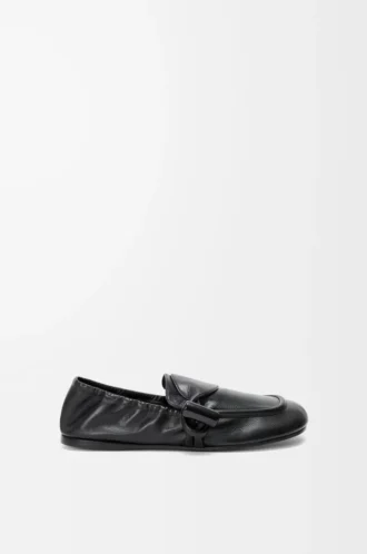 Parlak pürüzsüz dana derisinden toggle loafer Siyah