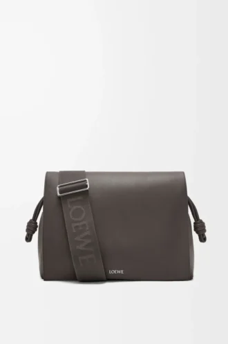 Parlak yumuşak dana derisinden Flamenco satchel Çanta Koyu Gri