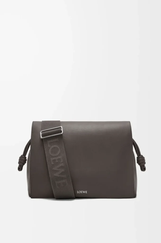 Parlak yumuşak dana derisinden Flamenco satchel Çanta Koyu Gri