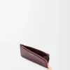 Pebble bozuk para kartlık, parlak nappa dana derisi Burgundy