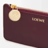 Pebble bozuk para kartlık, parlak nappa dana derisi Burgundy
