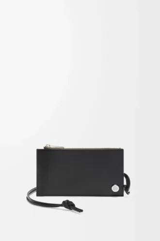 Pebble Slider parlak nappa dana derisinden yapılmış bozuk para kartlık Siyah/Koyu Haki
