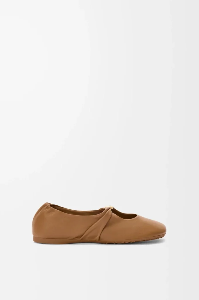 Pebble Soft balerin ayakkabısı, nappa kuzu derisi, Oak