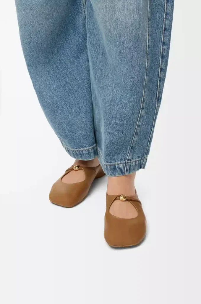 Pebble Soft balerin ayakkabısı, nappa kuzu derisi, Oak