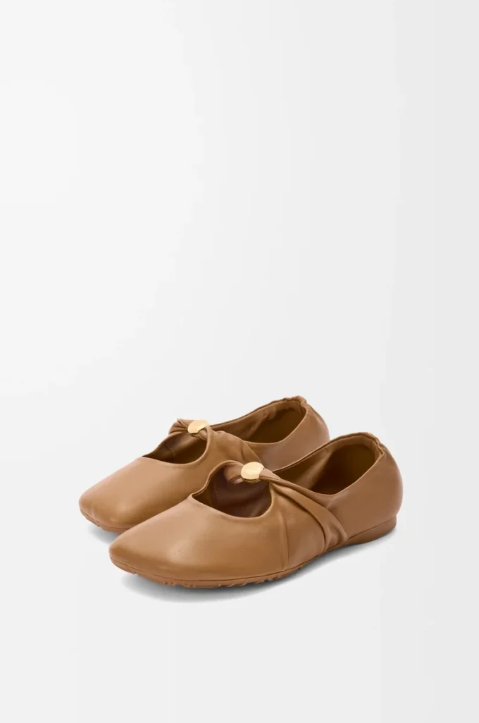 Pebble Soft balerin ayakkabısı, nappa kuzu derisi, Oak