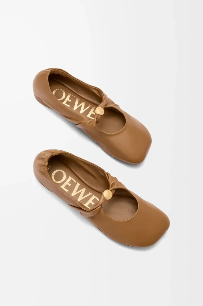 Pebble Soft balerin ayakkabısı, nappa kuzu derisi, Oak
