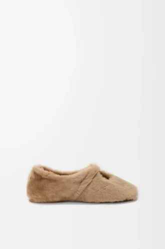 Pebble Yumuşak shearling balerina Ayakkabı Meşe