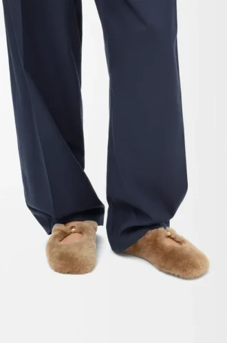 Pebble Yumuşak shearling balerina Ayakkabı Meşe