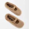 Pebble Yumuşak shearling balerina Ayakkabı Meşe