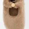 Pebble Yumuşak shearling balerina Ayakkabı Meşe