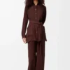 İpek pijama pantolonu Bordo