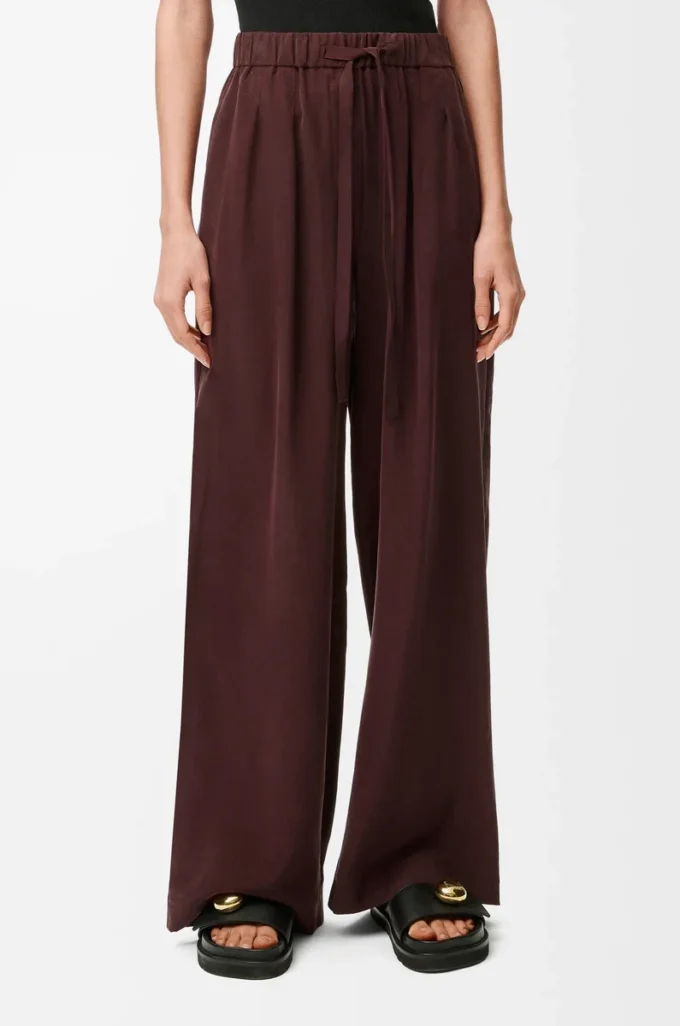 İpek pijama pantolonu Bordo