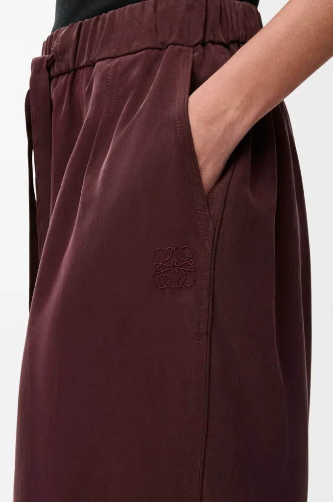 İpek pijama pantolonu Bordo