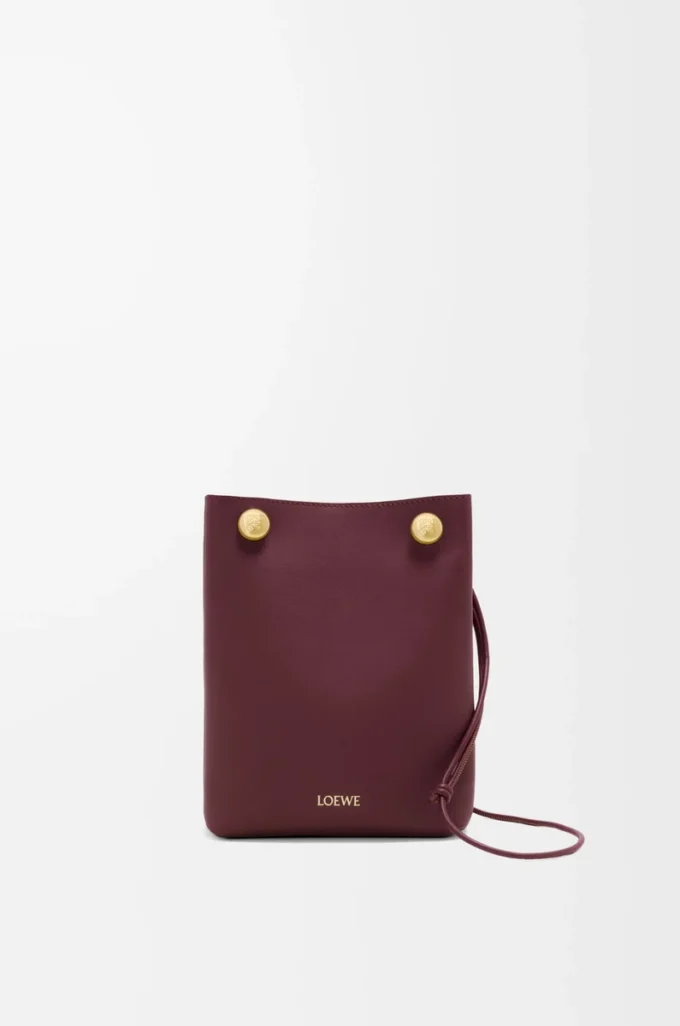 Pürüzsüz dana derisinden Pebble kese Dark Burgundy