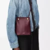 Pürüzsüz dana derisinden Pebble kese Dark Burgundy