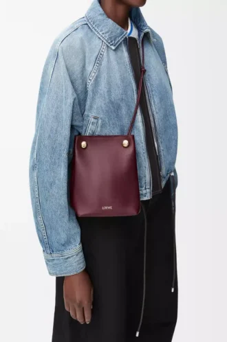 Pürüzsüz dana derisinden Pebble kese Dark Burgundy
