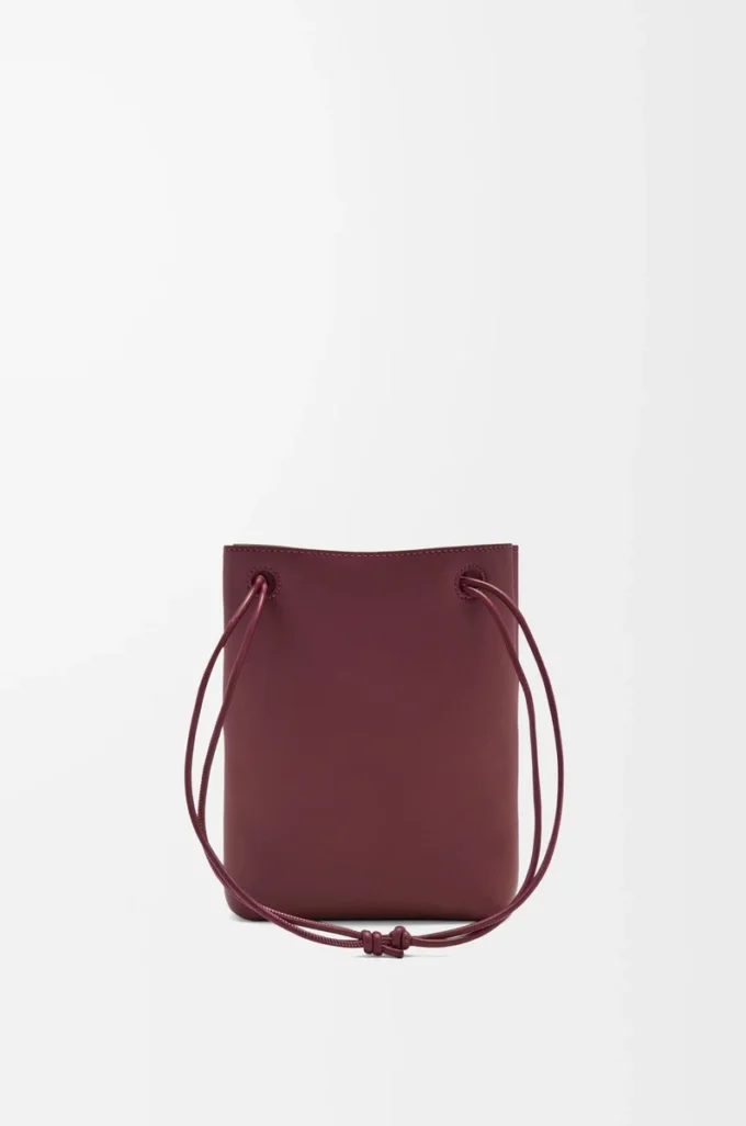 Pürüzsüz dana derisinden Pebble kese Dark Burgundy