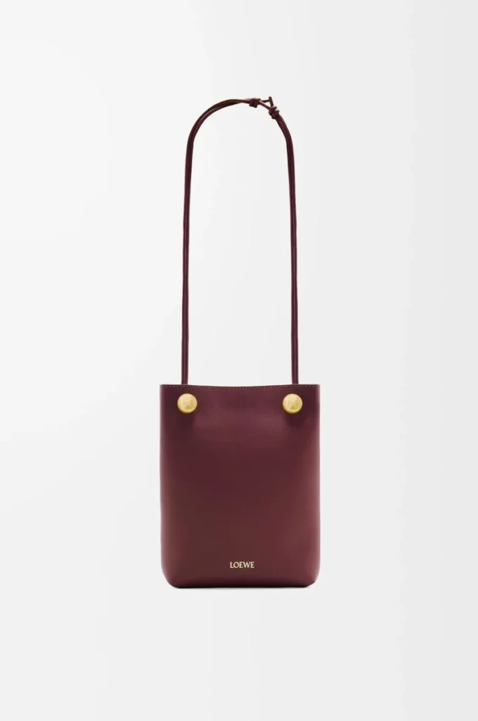 Pürüzsüz dana derisinden Pebble kese Dark Burgundy