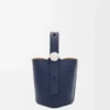Pürüzsüz dana derisinden üretilmiş Mini Pebble kova çanta, Abyss Blue