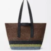 Raffia Brown/Multicolor Katlanabilir Alışveriş Çantası
