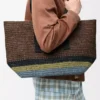 Raffia Brown/Multicolor Katlanabilir Alışveriş Çantası