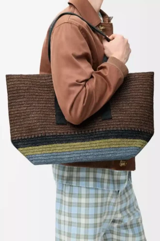 Raffia Brown/Multicolor Katlanabilir Alışveriş Çantası