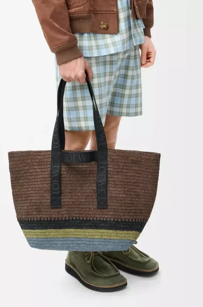 Raffia Brown/Multicolor Katlanabilir Alışveriş Çantası