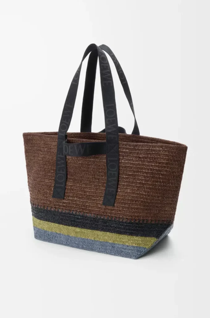 Raffia Brown/Multicolor Katlanabilir Alışveriş Çantası