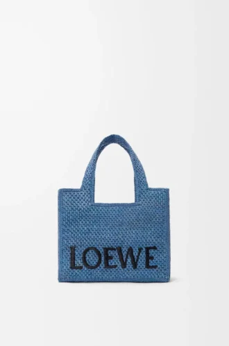 Rafya Mini LOEWE Font tote Çanta Açık Mavi
