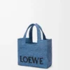 Rafya Mini LOEWE Font tote Çanta Açık Mavi